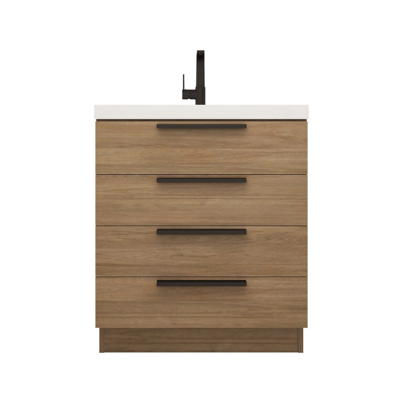 Carla 30" Freestanding Bathroom Vanity with Reinforced Acrylic Integrated Sink Top