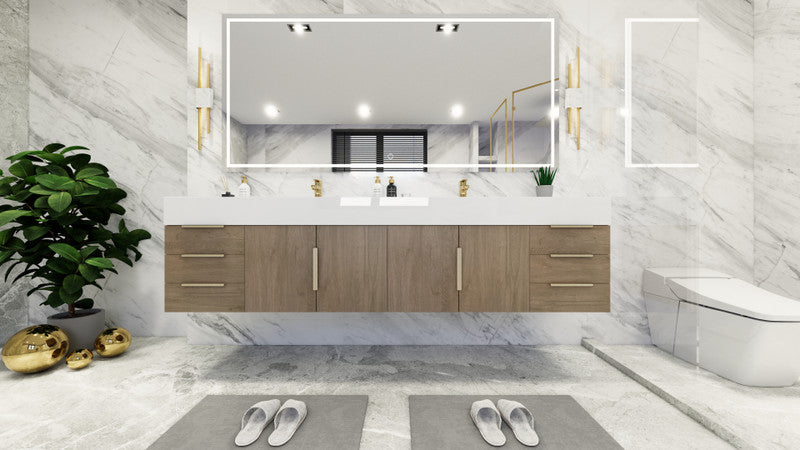 Bethany 84" Wall Mounted Bathroom Vanity with Reinforced Acrylic Integrated Sink Top