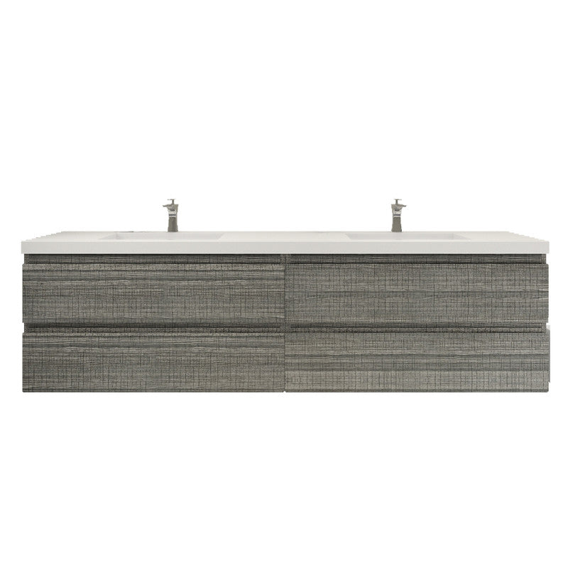 Bohemia Lina 84" Wall Mounted Bathroom Vanity with Reinforced Acrylic Integrated Sink Top