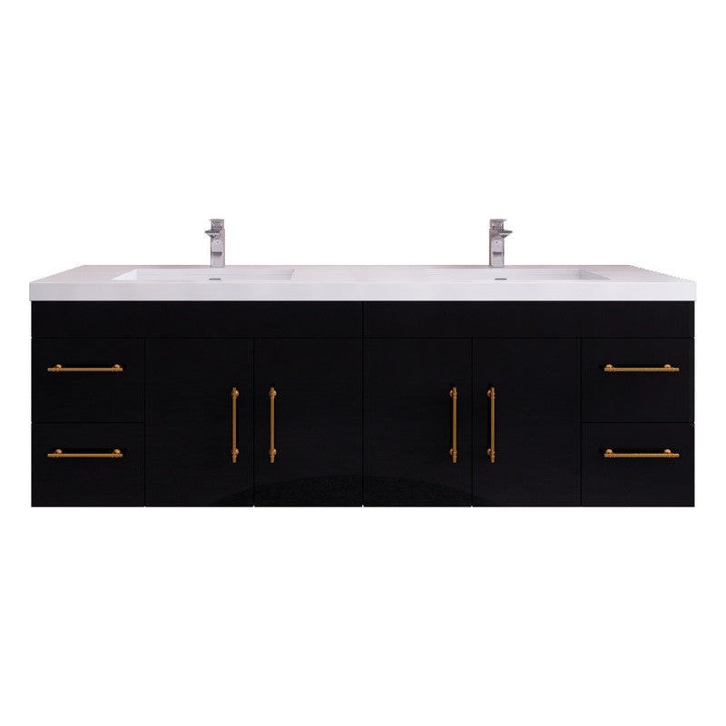 Elsa 72" Wall Mounted Bathroom Vanity with Reinforced Acrylic Integrated Sink Top