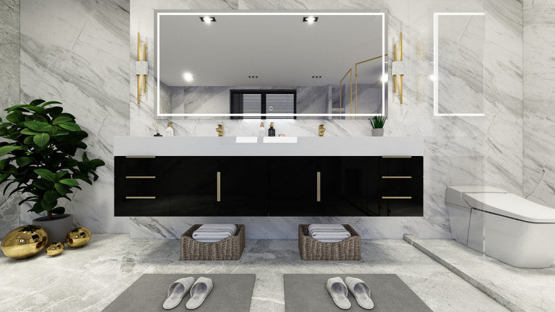 Bethany 84" Wall Mounted Bathroom Vanity with Reinforced Acrylic Integrated Sink Top