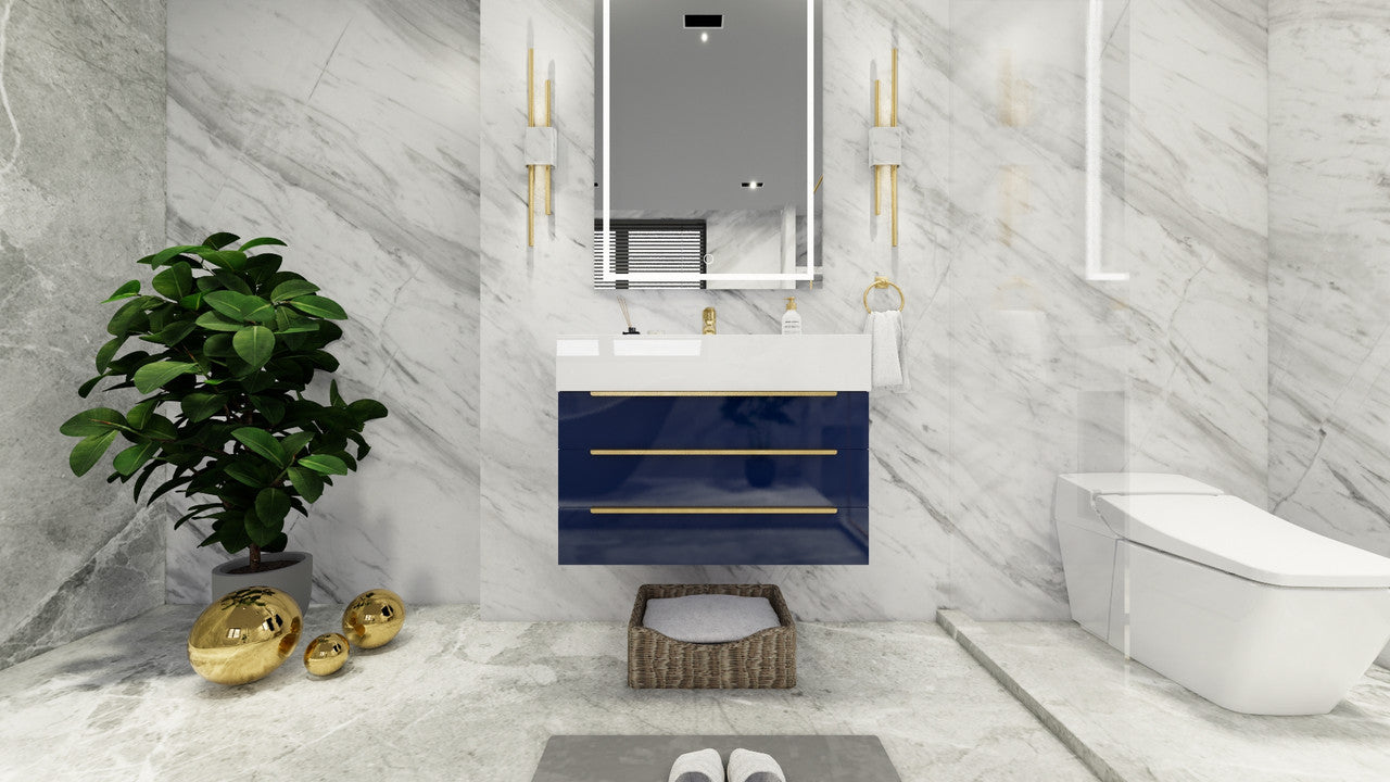 Bethany 30" Wall Mounted Bathroom Vanity with Reinforced Acrylic Integrated Sink Top