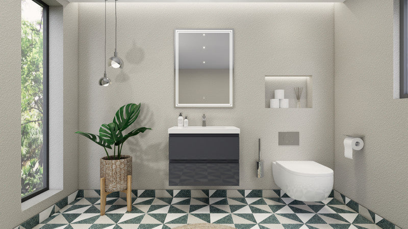 Bohemia Lina 30" Wall Mounted Bathroom Vanity with Reinforced Acrylic Integrated Sink Top