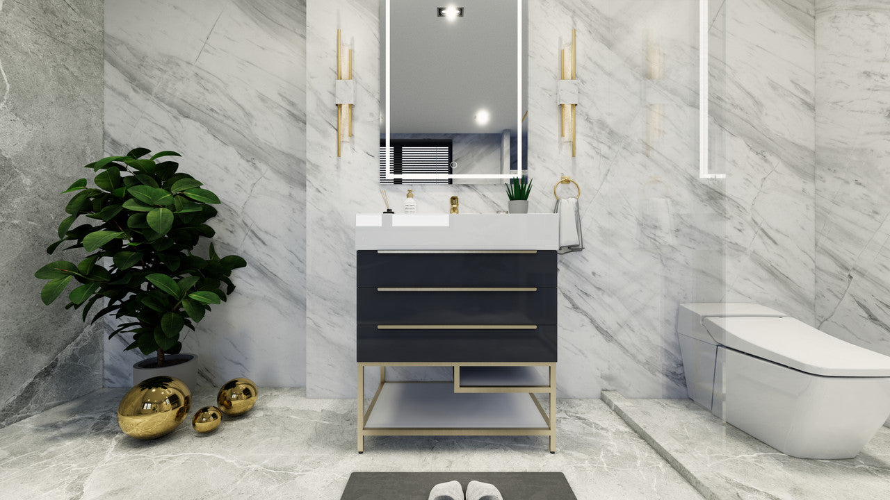 Bethany 30" Freestanding Bathroom Vanity with Reinforced Acrylic Integrated Sink Top