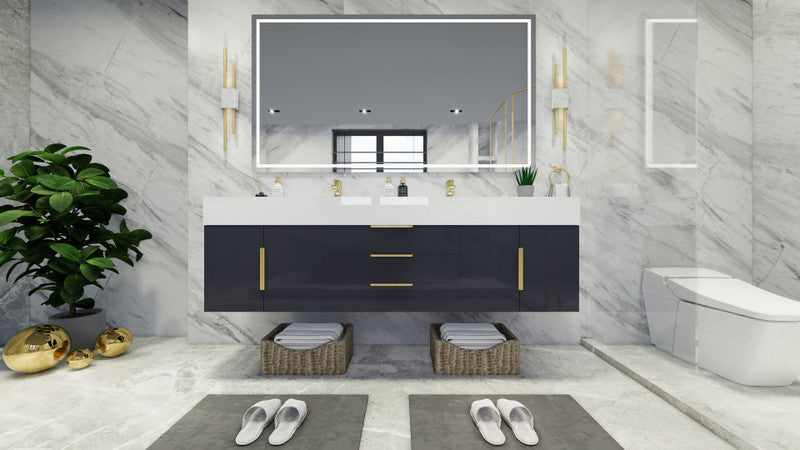 Bethany 72" Wall Mounted Bathroom Vanity with Reinforced Acrylic Integrated Sink Top