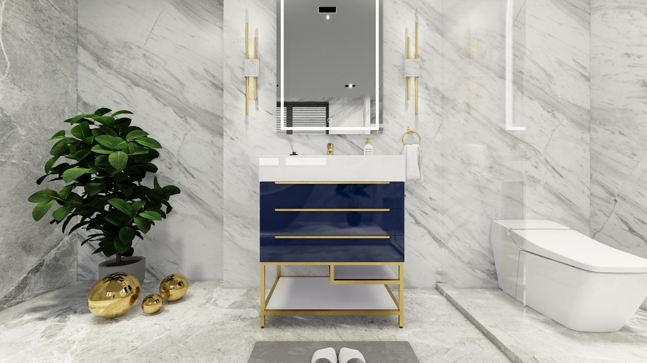 Bethany 30" Freestanding Bathroom Vanity with Reinforced Acrylic Integrated Sink Top