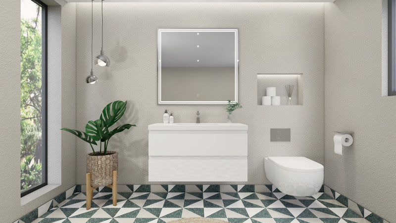 Bohemia Lina 42" Wall Mounted Bathroom Vanity with Reinforced Acrylic Integrated Sink Top