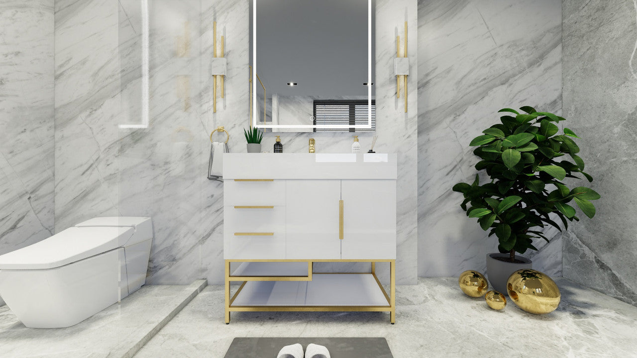 Bethany 36" Freestanding Bathroom Vanity with Reinforced Acrylic Integrated Sink Top