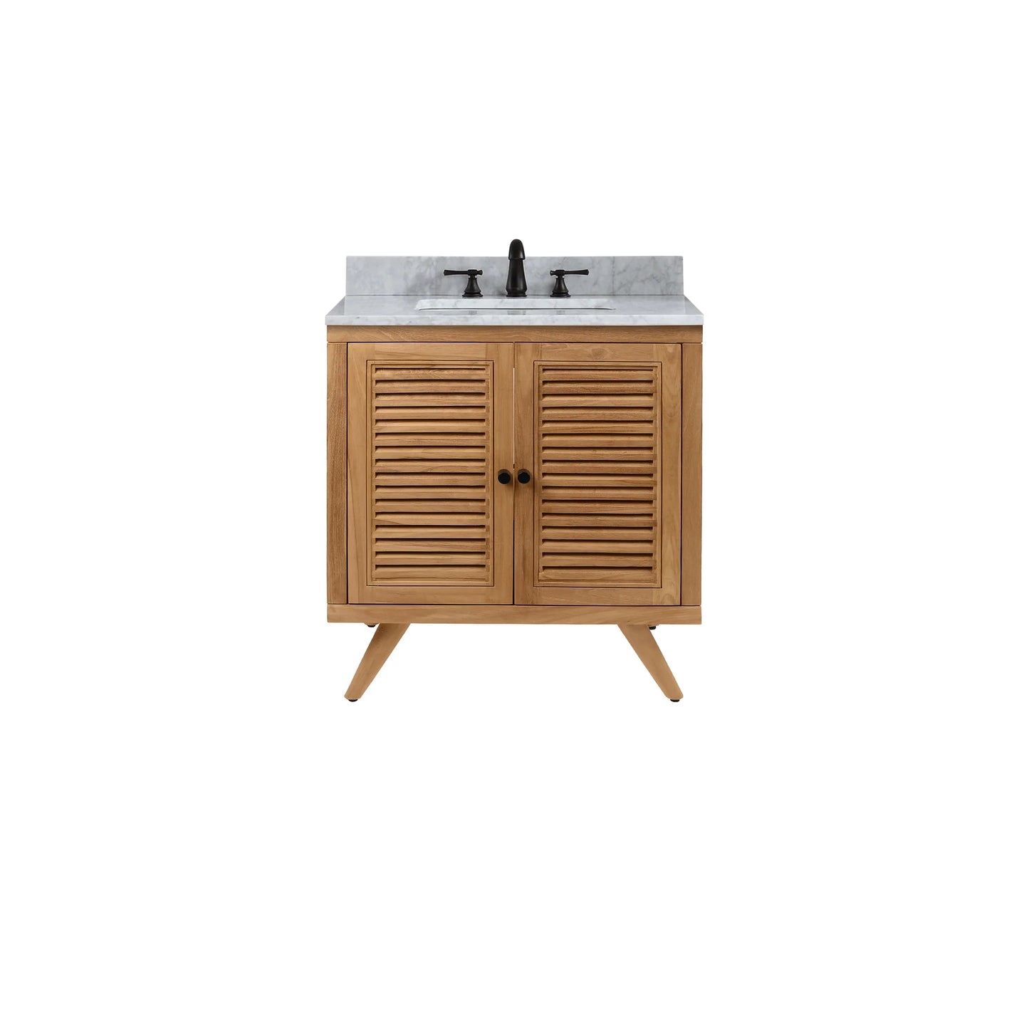 Harper 30" Freestanding Bathroom Vanity with Carrara White Natural Marble Top and Vitreous China Undermount Sink