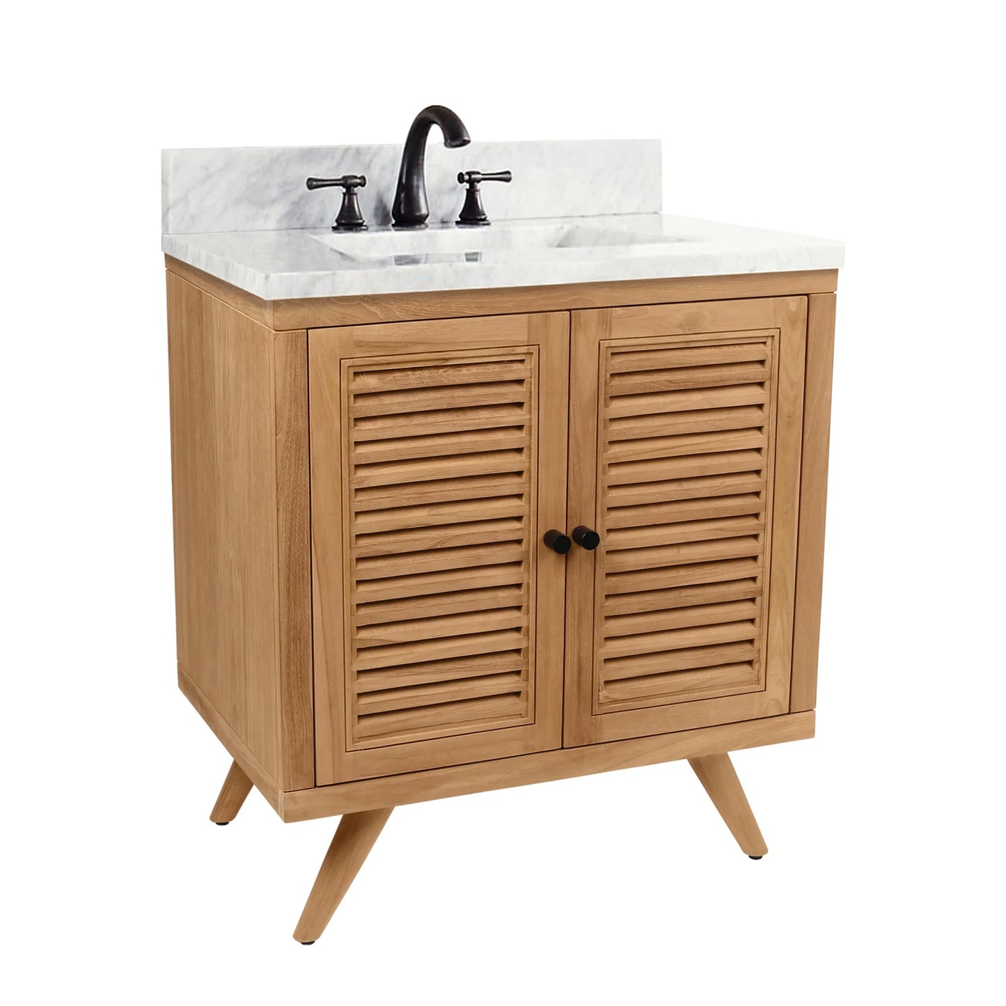 Harper 30" Freestanding Bathroom Vanity with Carrara White Natural Marble Top and Vitreous China Undermount Sink