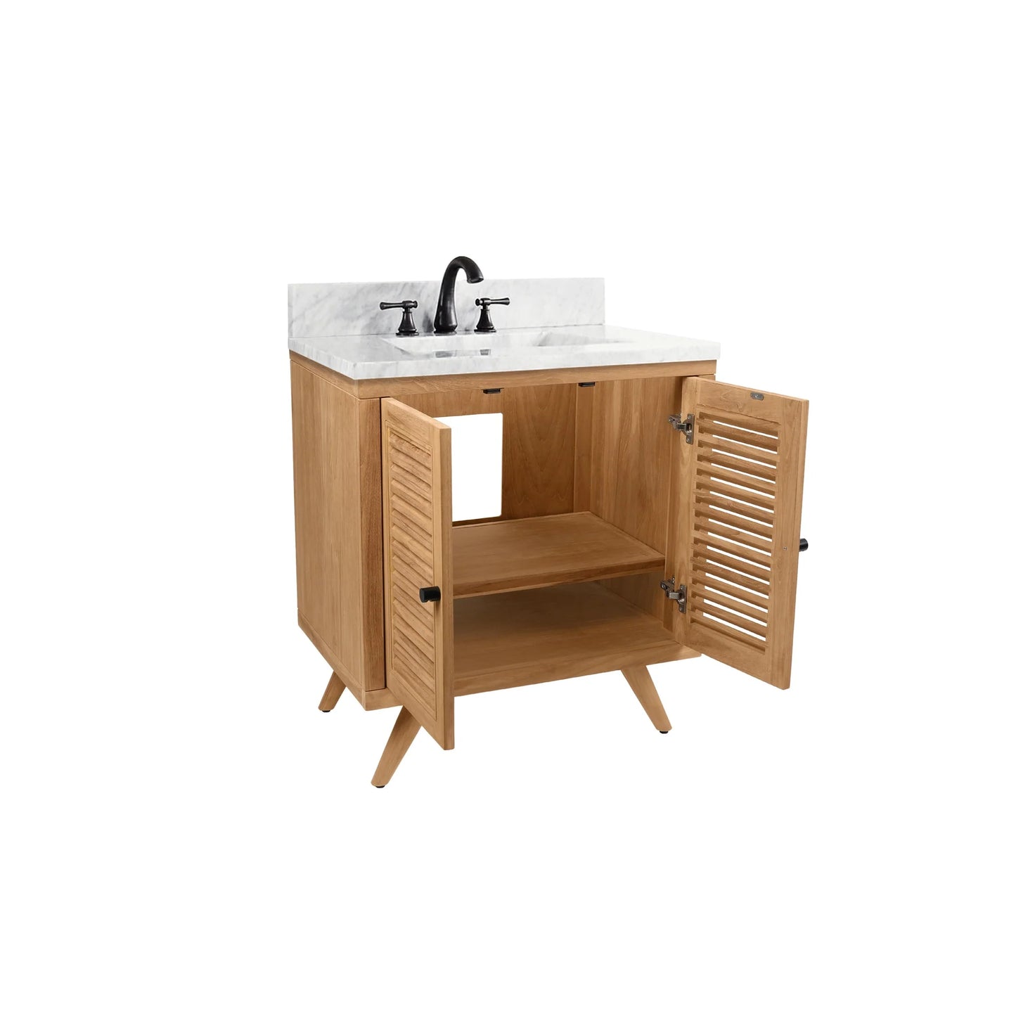 Harper 30" Freestanding Bathroom Vanity with Carrara White Natural Marble Top and Vitreous China Undermount Sink