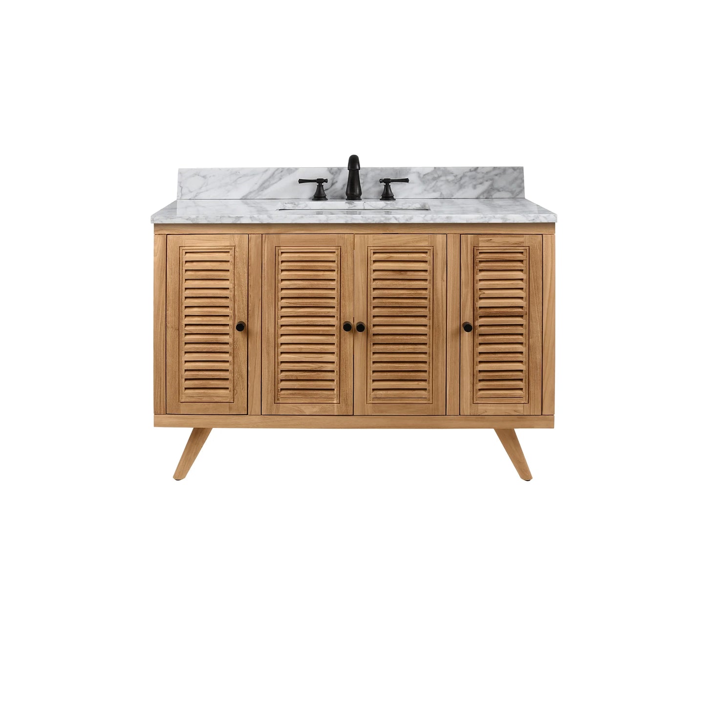 Harper 48" Freestanding Bathroom Vanity with Carrara White Natural Marble Top and Vitreous China Undermount Sink