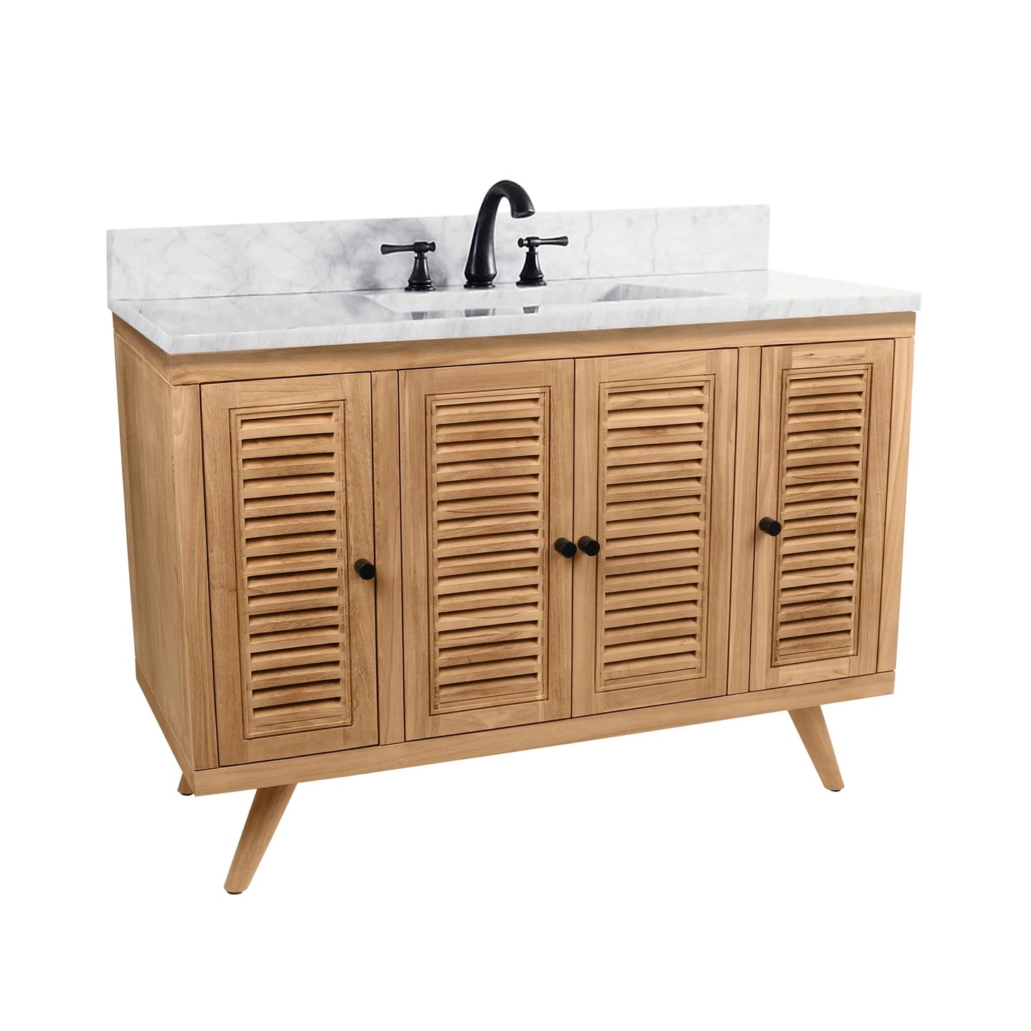 Harper 48" Freestanding Bathroom Vanity with Carrara White Natural Marble Top and Vitreous China Undermount Sink