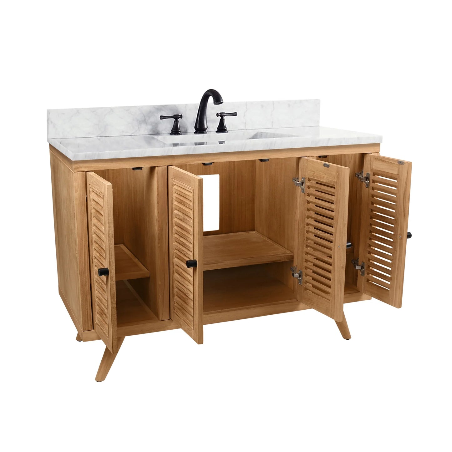 Harper 48" Freestanding Bathroom Vanity with Carrara White Natural Marble Top and Vitreous China Undermount Sink