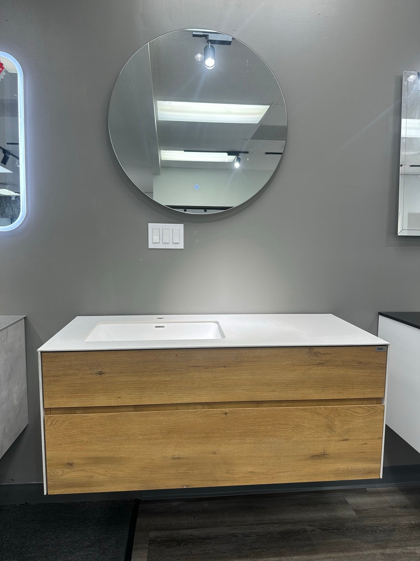 Bosco 48" Wall Mounted Bathroom Vanity with Solid Surface Integrated Sink Top