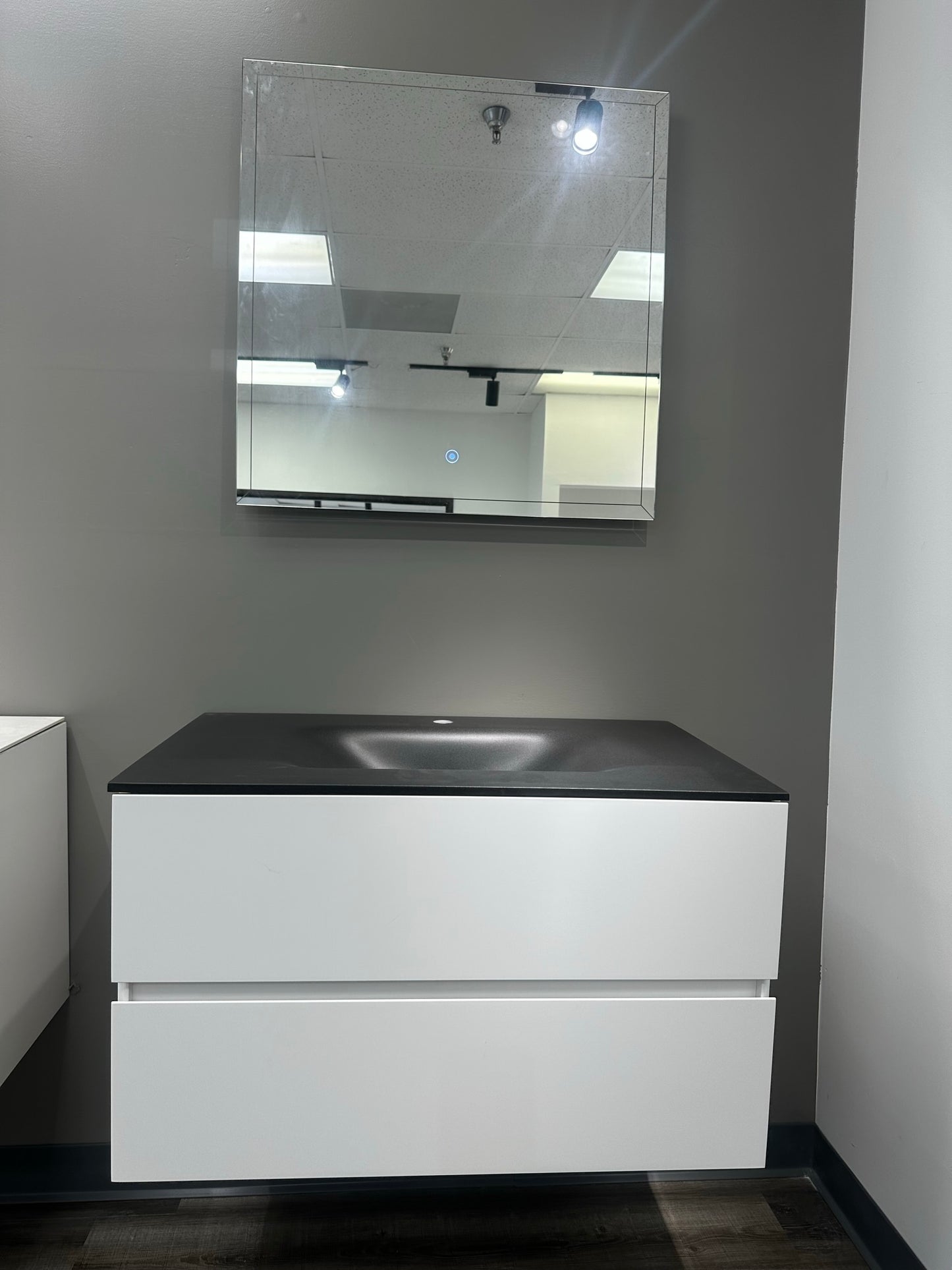 Emily 34" Wall Mounted Bathroom Vanity with Solid Surface Integrated Sink Top