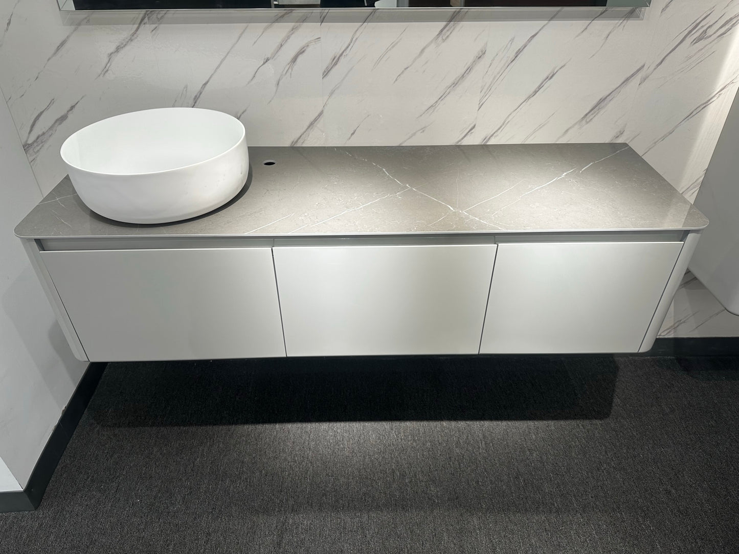 Bova 71" Wall Mounted Bathroom Vanity with Solid Surface Top and Vessel Sink