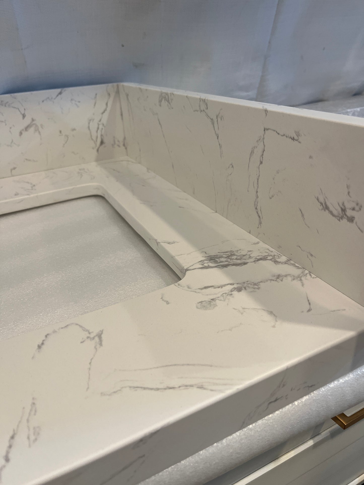 White Carrara Engineered Marble Vanity Top