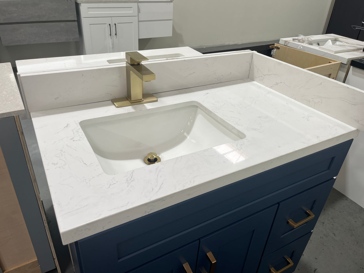White Carrara Engineered Marble Vanity Top