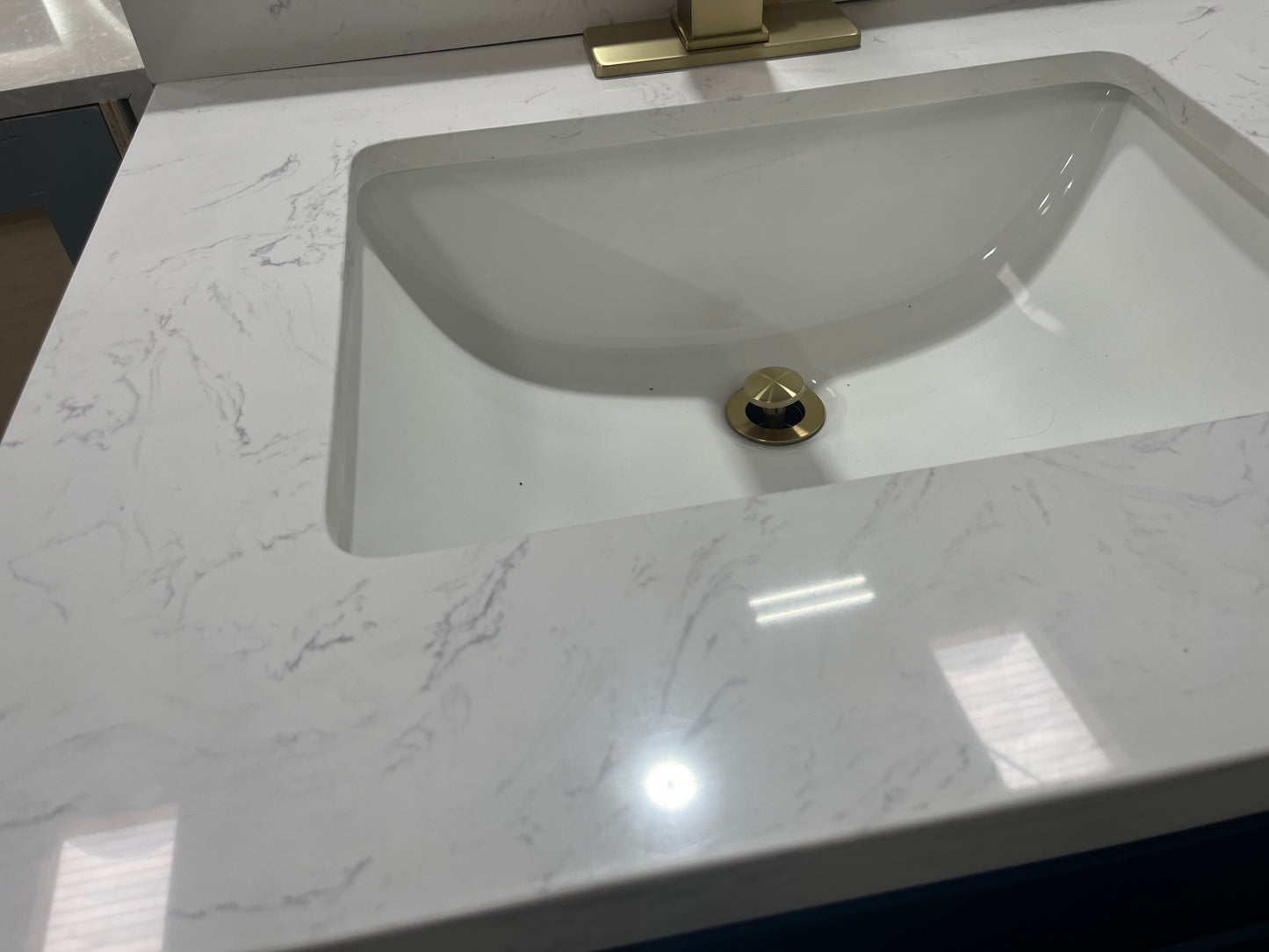 White Carrara Engineered Marble Vanity Top