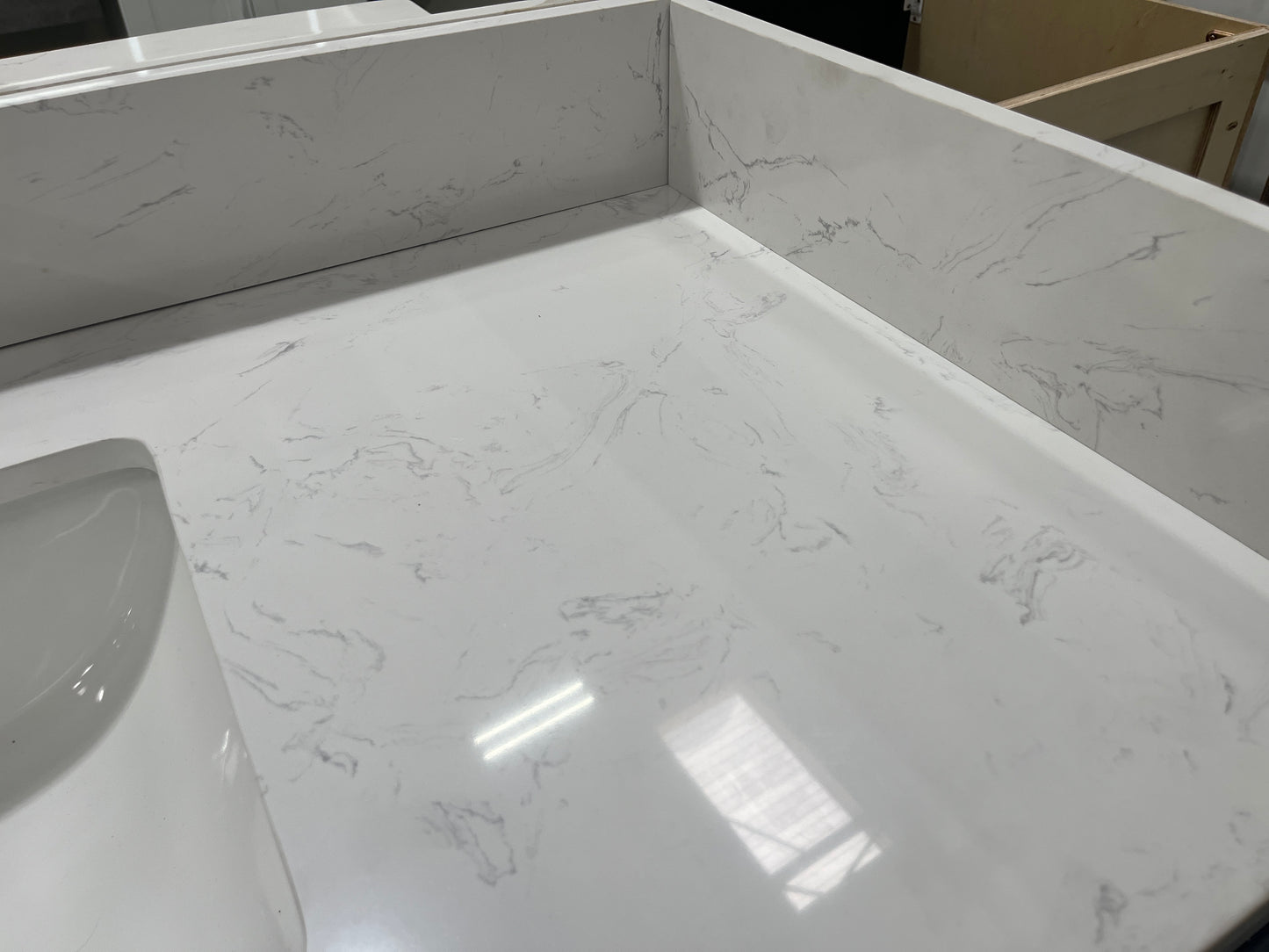 White Carrara Engineered Marble Vanity Top
