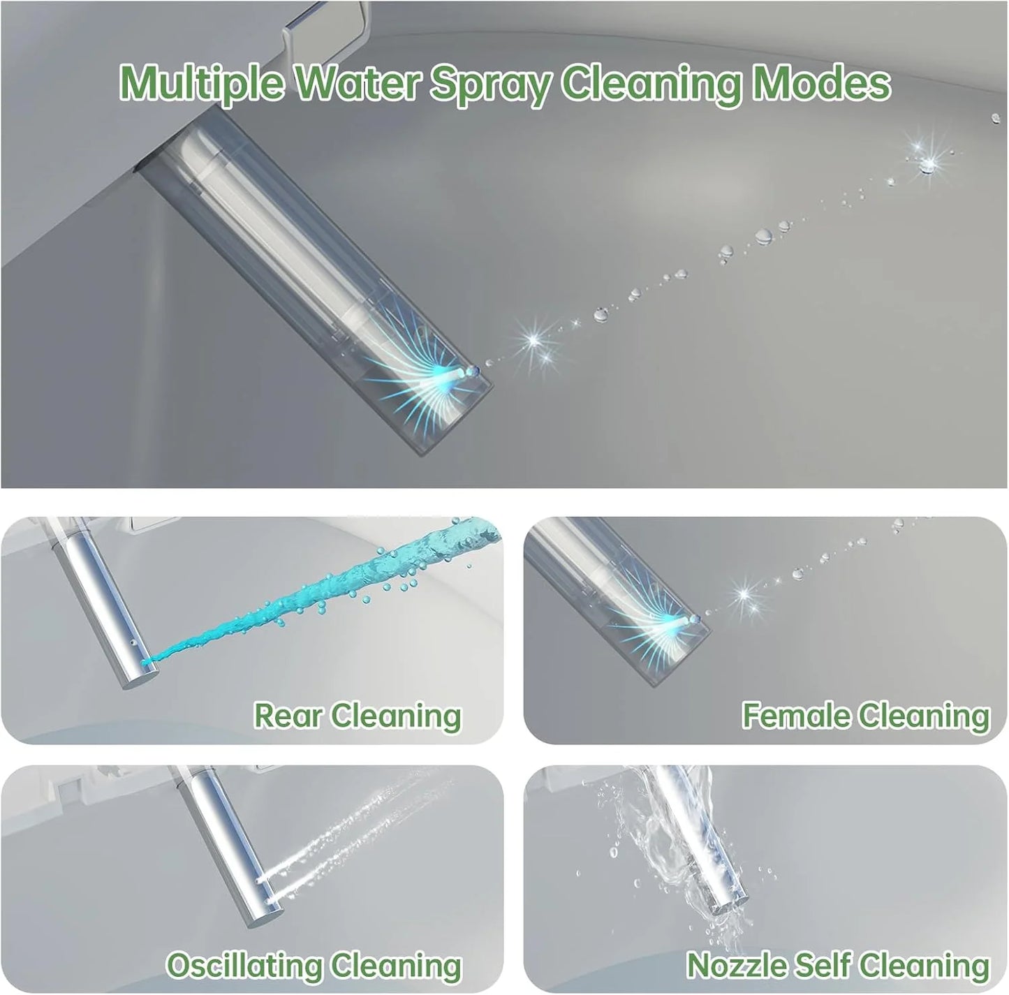 Sea Mist Elongated Bidet Toilet Seat