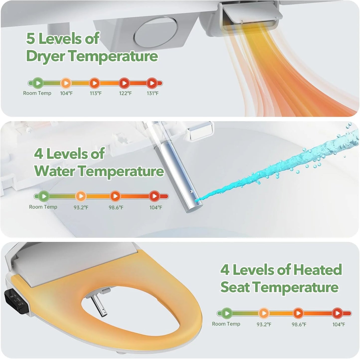 Sea Mist Elongated Bidet Toilet Seat