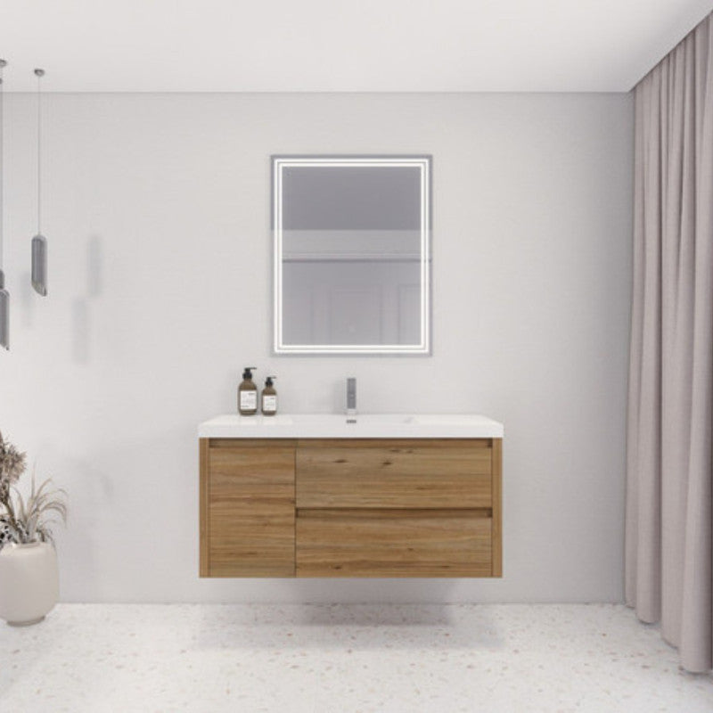 Jade 48" Wall Mounted Bathroom Vanity with Reinforced Acrylic Integrated Sink Top