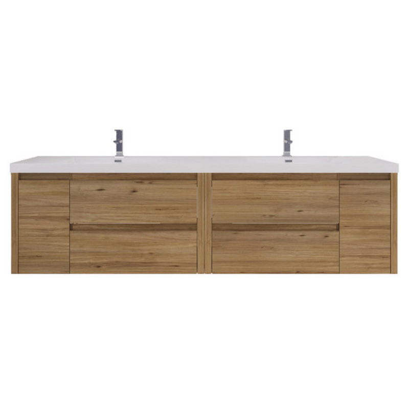 Jade 84" Wall Mounted Bathroom Vanity with Reinforced Acrylic Integrated Sink Top