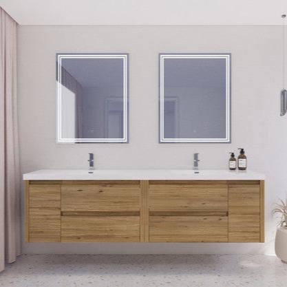 Jade 84" Wall Mounted Bathroom Vanity with Reinforced Acrylic Integrated Sink Top