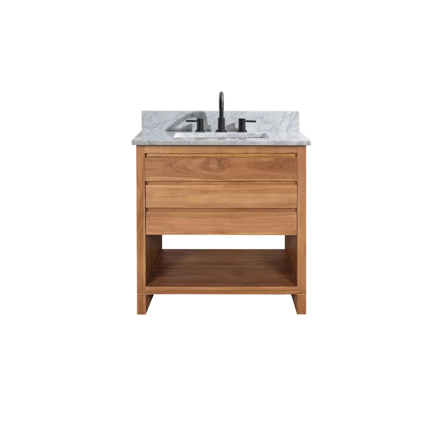 Kai 30" Freestanding Bathroom Vanity with Carrara White Natural Marble Top and Vitreous China Undermount Sink