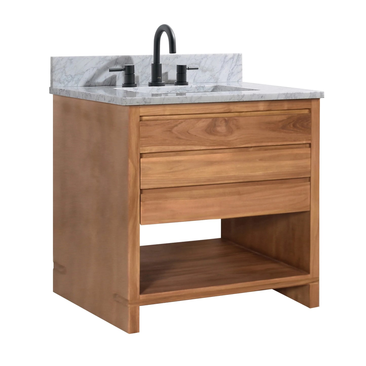 Kai 30" Freestanding Bathroom Vanity with Carrara White Natural Marble Top and Vitreous China Undermount Sink