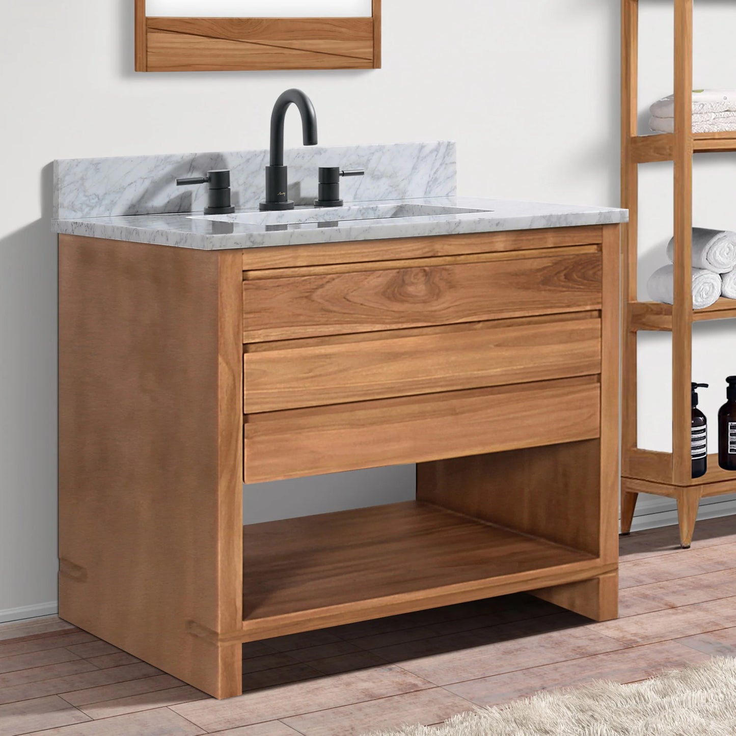 Kai 30" Freestanding Bathroom Vanity with Carrara White Natural Marble Top and Vitreous China Undermount Sink