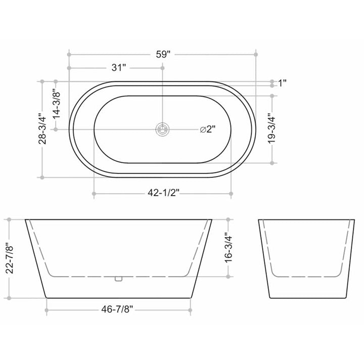 Scylla 59" Freestanding Bathtub