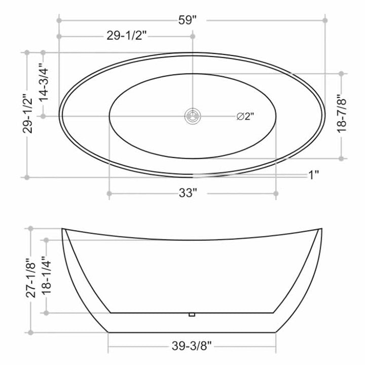 Pearl 59" Freestanding Bathtub
