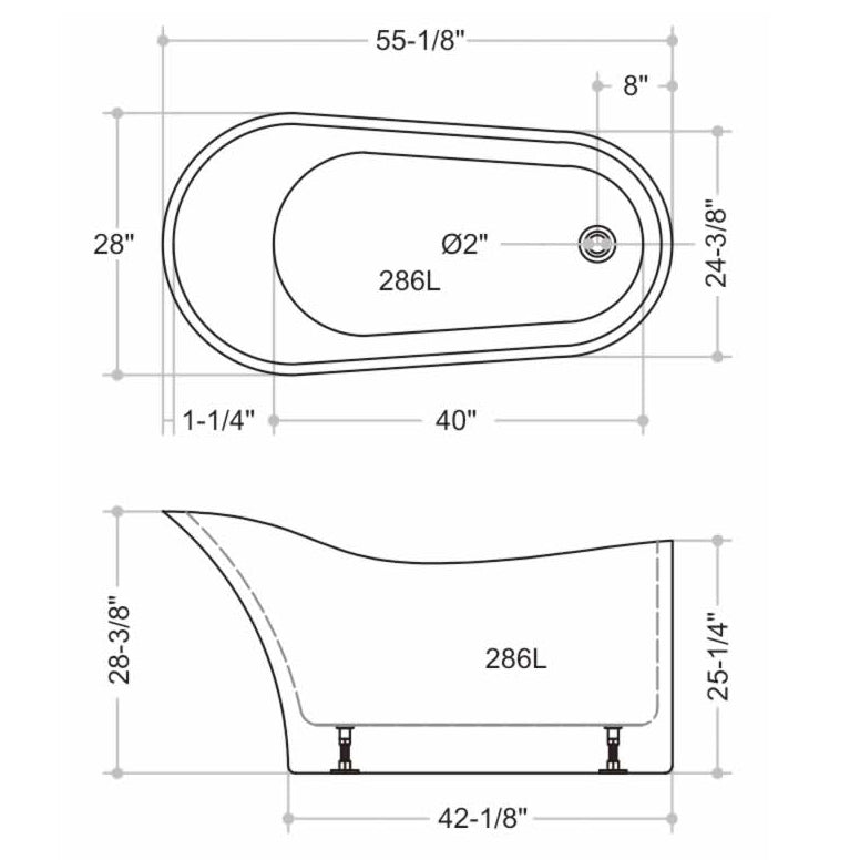 Avalon 56" Freestanding Bathtub