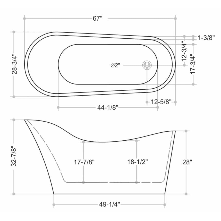Avalon 67" Freestanding Bathtub