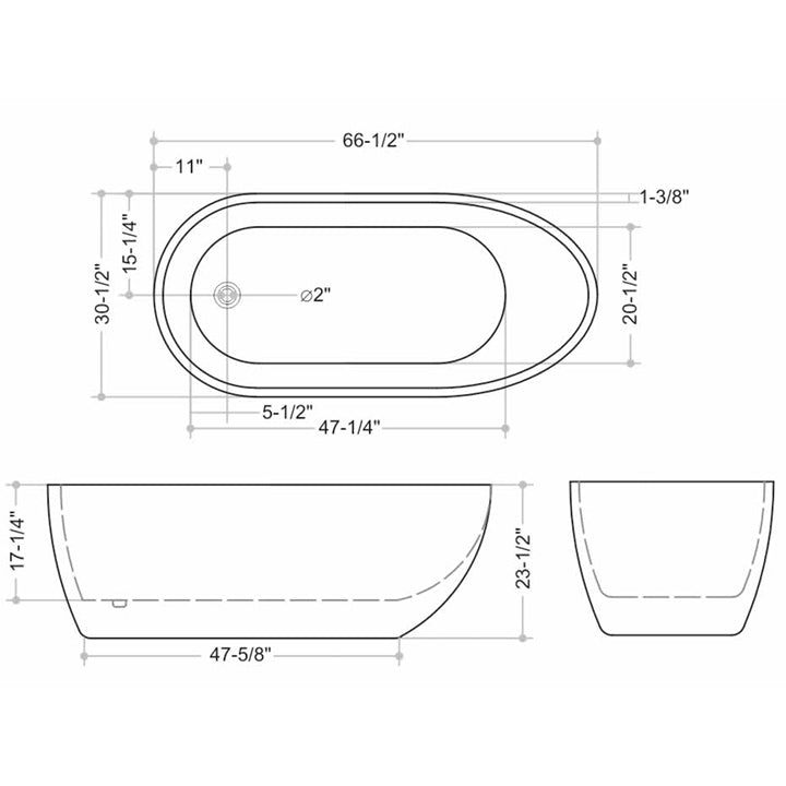Caspian 67" Freestanding Bathtub