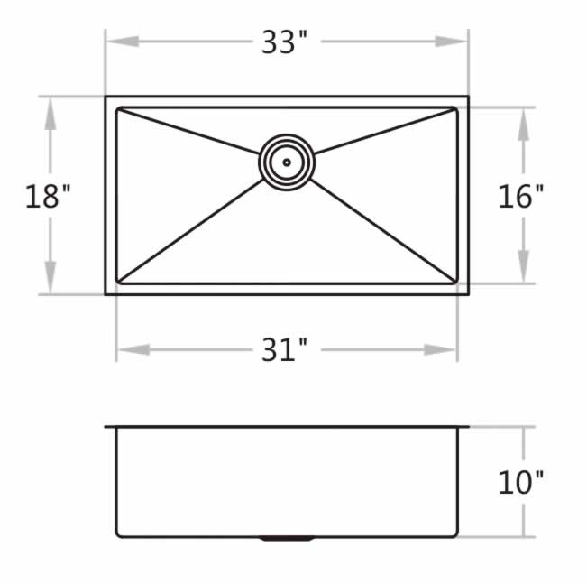 Kevin 33" Stainless Steel Undermount Kitchen Sink