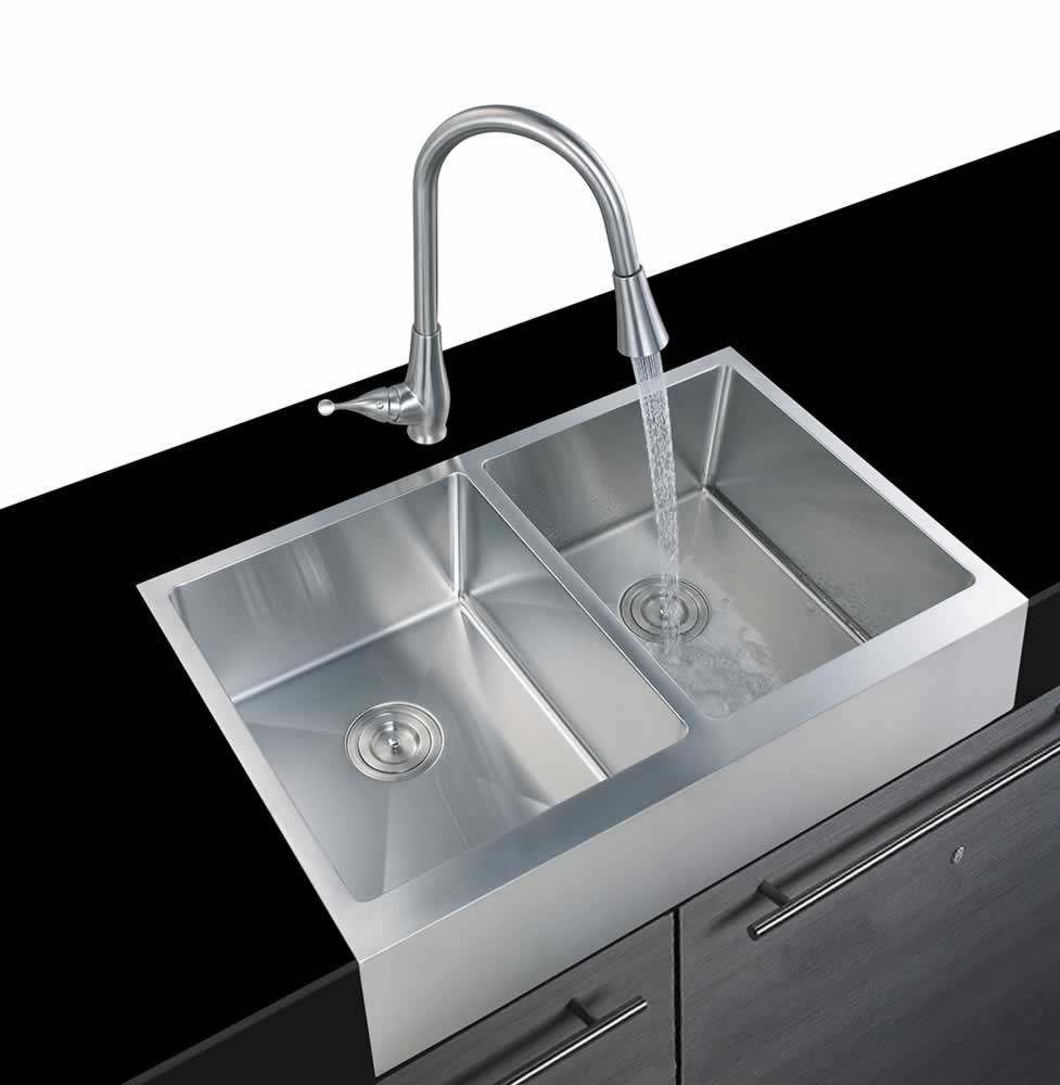 Lemuel 33" Stainless Steel Apron / Farmhouse Double Basin Kitchen Sink