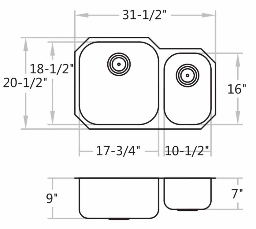 Jessica 32" Stainless Steel Undermount Double Basin Kitchen Sink