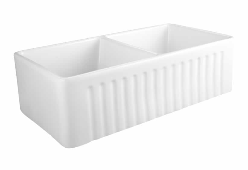 Kimberly 33" Porcelain Apron / Farmhouse Double Basin Kitchen Sink