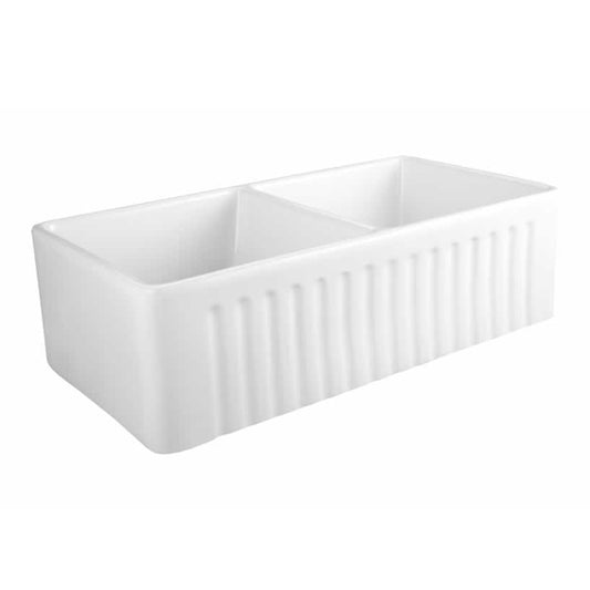 Kimberly 30" Porcelain Apron / Farmhouse Double Basin Kitchen Sink