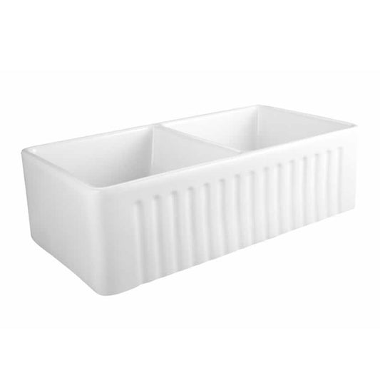 Kimberly 33" Porcelain Apron / Farmhouse Double Basin Kitchen Sink