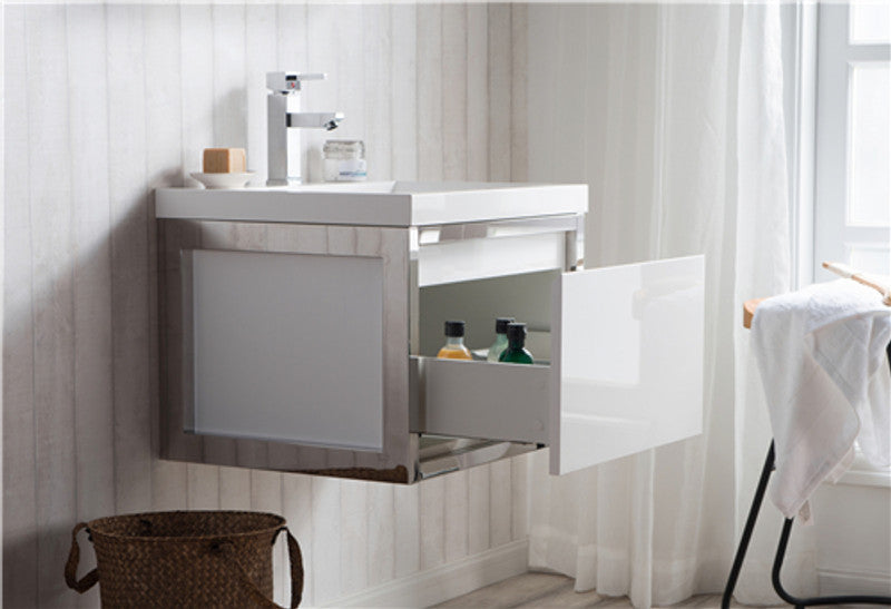 Lake 24" Wall Mounted Bathroom Vanity with Acrylic Integrated Sink Top