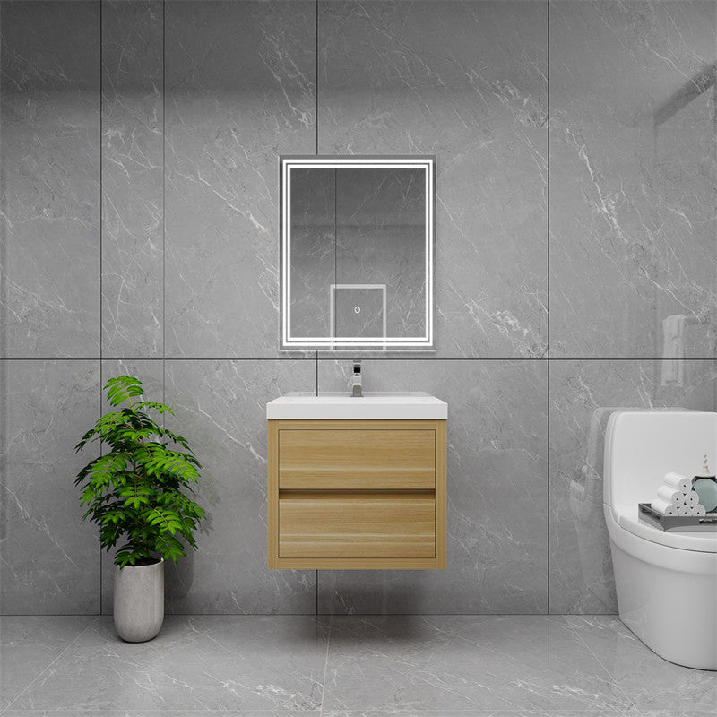 Louis 24" Wall Mounted Bathroom Vanity with Reinforced Acrylic Integrated Sink Top