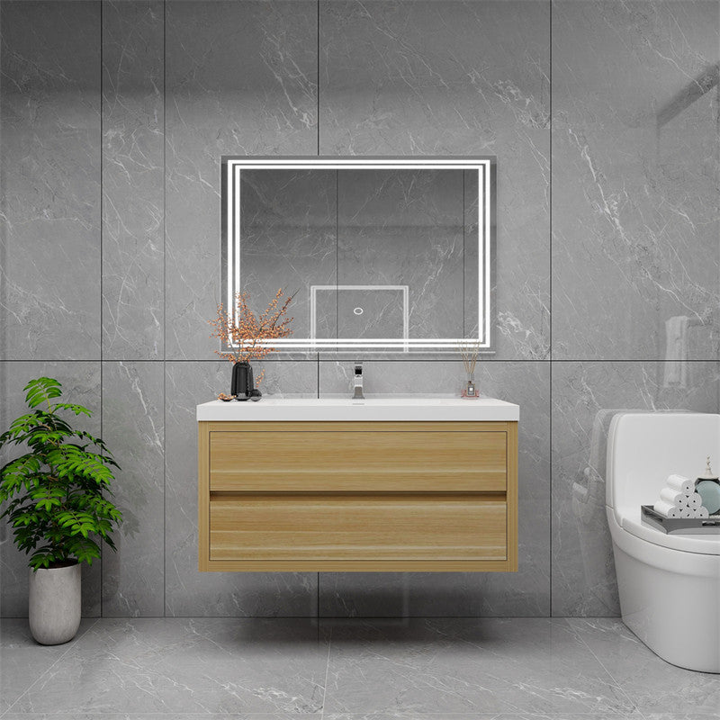 Louis 42" Wall Mounted Bathroom Vanity with Reinforced Acrylic Integrated Sink Top