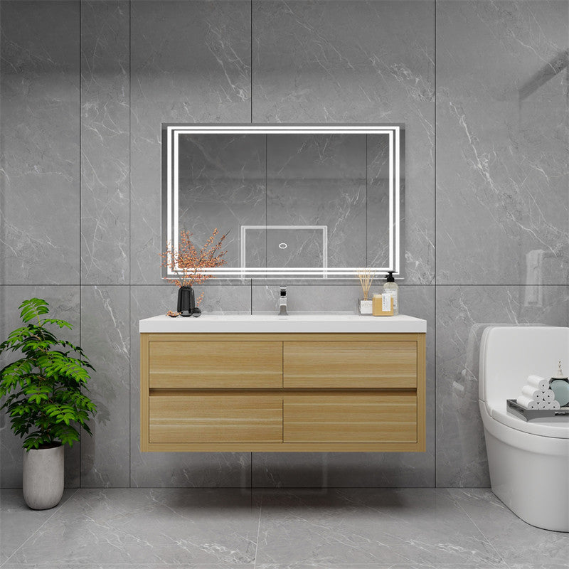 Louis 48" Wall Mounted Bathroom Vanity with Reinforced Acrylic Integrated Sink Top