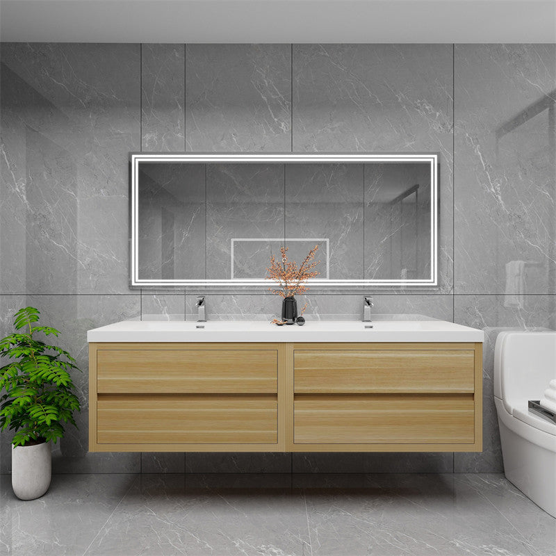 Louis 72" Wall Mounted Bathroom Vanity with Reinforced Acrylic Integrated Sink Top