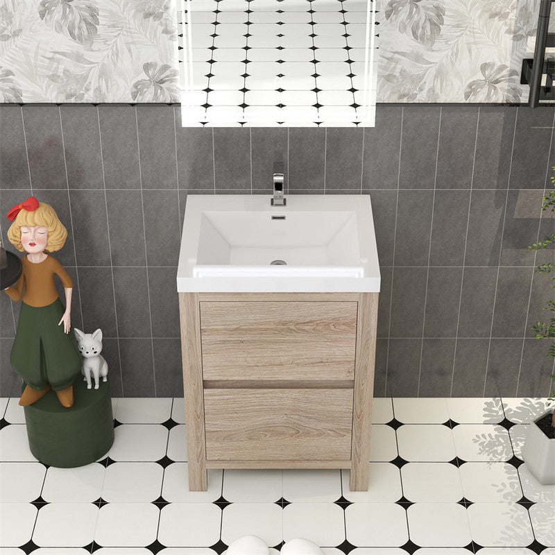 Louis 24" Freestanding Bathroom Vanity with Reinforced Acrylic Integrated Sink Top